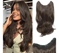 Ms taj Brown Hair Extensions Clip In Medium Brown Hair Extension 1PCS 20Inch V-Shaped Body Wavy Thick Natural Layered Full head for women with Dense hair to increase hair volume Beginner-friendly