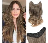 Ms taj Hair Extensions 1PCS 20Inch Medium Brunette with Honey Brown Balayage Body Wavy Natural Layered Full head Thick Hair Extensions Clip in for women with Dense hair increase hair volume