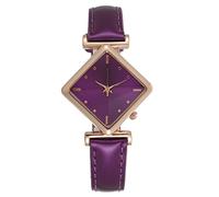 Ms. Watches Casual Leather Analog Quartz Watch Ms. Wristwatch Clock Business Date Casual Watch Talking Watches for Women (Purple, One Size)