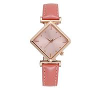 Ms. Watches Casual Leather Analog Quartz Watch Ms. Wristwatch Clock Business Date Casual Watch Watch with Light (Pink, One Size)
