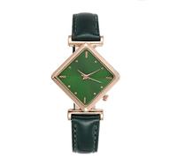 Ms. Watches Casual Leather Analog Watch Ms. Wristwatch Clock Business Date Casual Watch Single Hand Watch (Green, One Size)