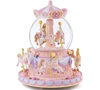 MS. WENNY Carousel Snow Globe Birthday Gift for Girls, Upgraded Carousel Music Box with Light, Anniversary for Mom Wife Daughter Girlfriend Sister, Merry Go Round Plays Castle in The Sky