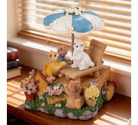 MS. WENNY Cat Garden Gazebo Music Box Ornament - Resin Figurine with Rotating Parasol, Plays ‘What a Wonderful World’ - Hand-Painted Vintage Style Gift for Cat Lovers, Home Décor