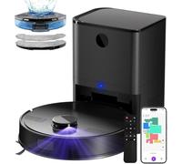 MS1MAX Robot Vacuum with Mop, 5000Pa Strong Suction, Lidar Navigation Robotic Vacuum with 3.5L Self-Empty Station, 180mins Runtime, APP/Remote/Voice Control, for Hard Floors and Carpets