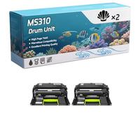 MS310 Drum Unit Compatible for Lexmark MS410DN MS415DN MS510DN Printers, High-Definition Printing Effect with Chip, 70000 Pages (2-Pack Black)