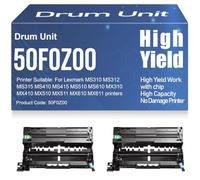 MS310 MS312 MS315 Drum Unit Compatible 50F0Z00 Imaging Drum for Lexmark MS410 MS415 MS510 MS610 MX310 MX410 MX510 MX511 MX610 MX611 High Yield,2PC-Black