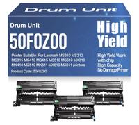MS310 MS312 MS315 Drum Unit Compatible 50F0Z00 Imaging Drum for Lexmark MS410 MS415 MS510 MS610 MX310 MX410 MX510 MX511 MX610 MX611 High Yield,3PC-Black