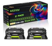 MS310d Compatible for Lexmark Drum Unit with Chip MS415dn MS510dn MS610de MS610dn MS610dte Printers (2-Pack Black)