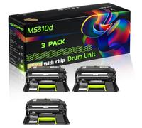 MS310d Compatible for Lexmark Drum Unit with Chip MS415dn MS510dn MS610de MS610dn MS610dte Printers (3 Pack Black)