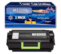 MS315 Toner Cartridges Compatible for Lexmark MS415dn MS510dn MS610de MS610dn MS610dte MS610dtn Printers, High-Definition Printing Effect with Chip, 5000 Pages (1 Pack Black)
