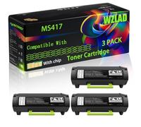 MS417 Compatible for Lexmark Toner Cartridge with Chip MS317 MS417 MS517 MS617 MX317 MX417 MX517 Printers (3 Pack Black)