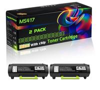 MS417 Compatible for Lexmark Toner Cartridge with Chip MS317 MS417 MS517 MS617 MX317 MX417 MX517 Printer (2-Pack Black)