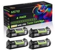 MS710 Compatible for Lexmark Toner Cartridge with Chip MS710dn MS810de MS810dn MS810dtn MS810n Printers (4 Pack Black)