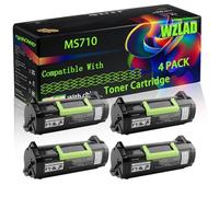 MS710 Compatible for Lexmark Toner Cartridge with Chip MS811dtn MS811n MS812de MS812dn Printers (4 Pack Black)