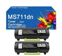 MS711dn Black Toner Cartridge High Yield Replacement for Lexmark MS710 MS711dn MS810de ms811 Printer, Clear Printing,MS711dn-2Set