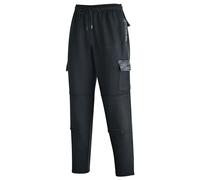 MS9 Mens Cargo Combat Fleece Trouser Work Tracksuit Jogging Bottoms Pants H20 Black