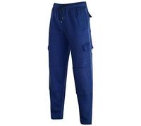 MS9 Mens Cargo Combat Fleece Trouser Work Tracksuit Jogging Bottoms Pants H20 Navy