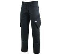 Ms9 Mens Cargo Combat Work Trousers Pants Jeans With Knee Pockets T2, Black - 30W/32L