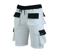 Ms9 Mens Fleece Painters Decorators Combat Cargo Work Shorts Joggers H5 - White, S
