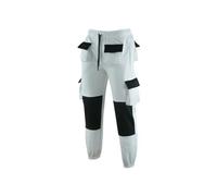 MS9 Mens Fleece Painters Decorators Combat Cargo Work Trousers Joggers White