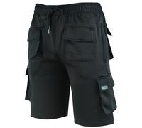 MS9 Mens Fleece Shorts Cargo Pockets Tracksuit Jogging Work Utility Shorts H5 Black
