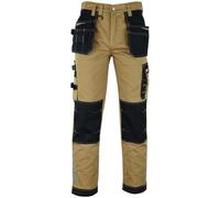 Ms9 Mens Hi Viz Cargo Combat Holster Pockets Tactical Working Work Trouser Trousers Pants Jeans E1, Khaki - 38W/32L