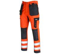 MS9 Mens Hi Viz Vis Cargo Working Work Trouser Trousers Pants Jeans Orange