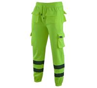 MS9 Mens Hi Viz Vis High Visibility Fleece Cargo Work Trousers Joggers H1 Yellow