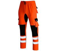 MS9 Mens Hi Viz Vis High Visibility Fleece Cargo Work Trousers Joggers H10 Orange