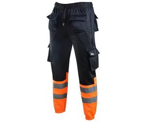 MS9 Mens Hi Viz Vis High Visibility Fleece Cargo Work Trousers Joggers Orange