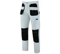 MS9 Men's Work Cargo Trousers Pants Jeans Comes with Multi Functional Pockets T5 White
