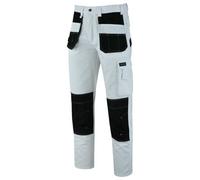 Ms9 Men's Work Cargo Trousers Pants Jeans Comes With Multi Functional Pockets T5, White - 32W/32L