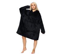 Ms9 Women's Oversized Hoodie Wearable Blanket Hoodie Top With Sherpa Lining Black