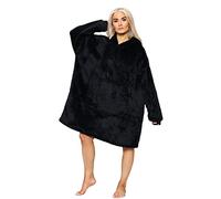 MS9 Women's Oversized Hoodie Wearable Blanket Hoodie Top With Sherpa Lining Black