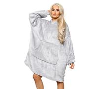 Ms9 Women's Oversized Hoodie Wearable Blanket Hoodie Top With Sherpa Lining Light Gray