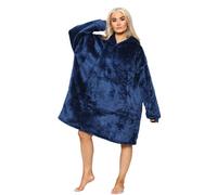 Ms9 Women's Oversized Hoodie Wearable Blanket Hoodie Top With Sherpa Lining Navy Blue