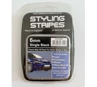 MSA Pin Stripe 6mm x 10mtr Self Adhesive Car Pin Stripe Black - White - Red - Gold - Silver Coach Tape Styling Stripe (Black)
