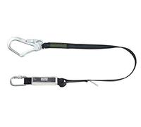 MSA Shock Absorbing Lanyard webbing 1,5m long Single leg Steel screwgate carabiner Steel scaffold hook EN 355