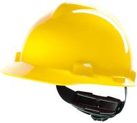 MSA V-Gard Construction Helmet, Unventilated Safety Helmet for Construction Site and Electricians, Lightweight Helmet in accordance with DIN EN 397 for Work, Yellow