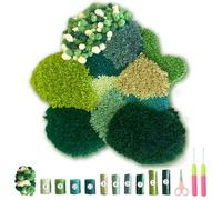 msamiagfn 3D Moss Latch Hook Kit, Nature Theme Rug Making Kit for Adults Beginners, Multicolor (Pattern A)