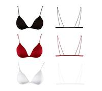 MsAnya Bralette for Women Girls Teens Low Support Triangle V Neck Bra A-B Cups Strappy Training Bra Padded Wire Free, 3 Packs Bra, S