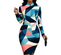 MsavigVice Women's Long Sleeve Mandarin Collar Knee Length Bodycon Dress, Color-c, M