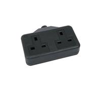 MSB47B 2 gang 13A rubber extension socket, Black