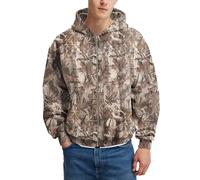 MSBESYOR Mens Camo Zip Up Hoodie Fleece Hunting Jacket Maple Leaf Print Oversized Long Sleeve Hooded Sweatshirt, Dark Brown, M