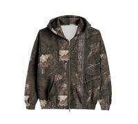 MSBESYOR Womens Mens Camo Zip Up Hoodie Maple Leaf Print Oversized Hooded Sweatshirt Fleece Long Sleeve Jacket, Camo Brown, Large