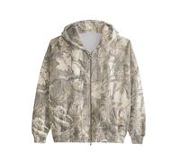 MSBESYOR Womens Mens Camo Zip Up Hoodie Maple Leaf Print Oversized Hooded Sweatshirt Fleece Long Sleeve Jacket, Khaki Green, Large