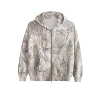 MSBESYOR Womens Mens Camo Zip Up Hoodie Maple Leaf Print Oversized Hooded Sweatshirt Fleece Long Sleeve Jacket, Light Grey, S
