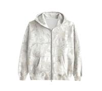 MSBESYOR Womens Mens Camo Zip Up Hoodie Maple Leaf Print Oversized Hooded Sweatshirt Fleece Long Sleeve Jacket, Camo Grey White, S