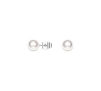 MSBLUE® 6mm Solitaire Freshwater Cultured Pearl Stud Earrings | Hypoallergenic Rhodium Finished | Perfect for Women, Anniversary & Gift, 6mm, Silver White Gold, Pearl