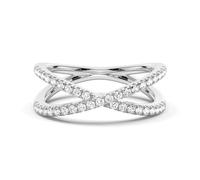 MSBLUE Crossover Moissanite Wedding band Ring with 14K White Gold Vermeil, Rhodium Finish, 14K White Gold Vermeil, Moissanite